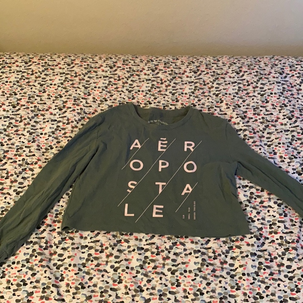 Aeropostale Army green Cropped long sleeve shirt